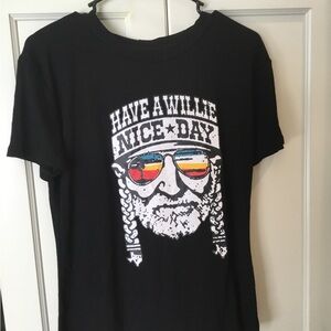 Black Graphic Willie Nelson Tee Size Small